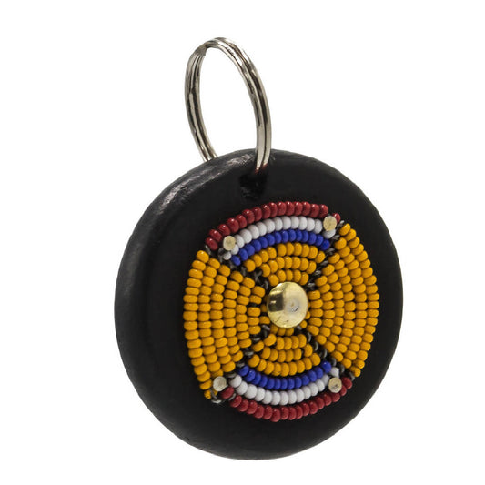 Leather with bead detail keychain