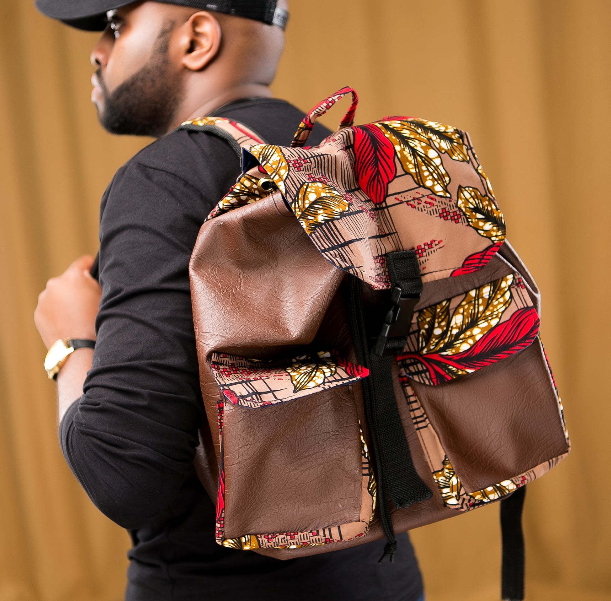 Leather X Ankara Combo Bag pack - Authentic African handicrafts | Clothing, bags, painting, toys & more - CULTURE HUB by Muthoni Unchained