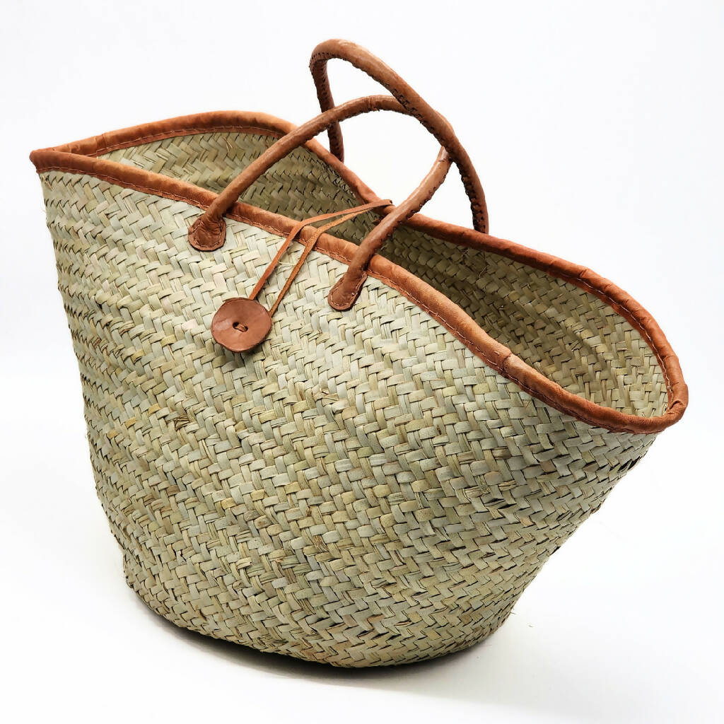 African Shopping Kiondo Basket | Leather Finishing | Eco-friendly