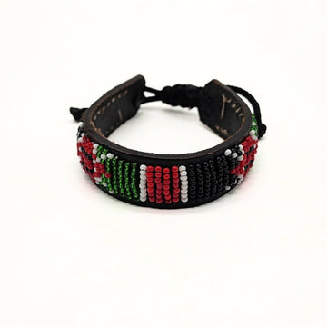 Kenyan Flag Bracelet with Leather Lining