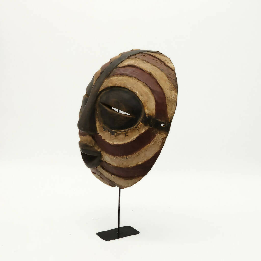 Luba African Mask | Brown and white head patterns