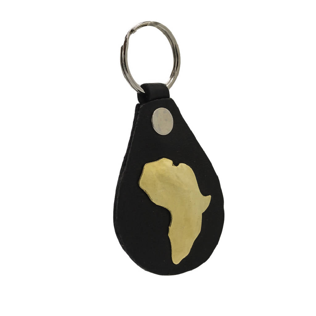 Leather with brass detail keychain