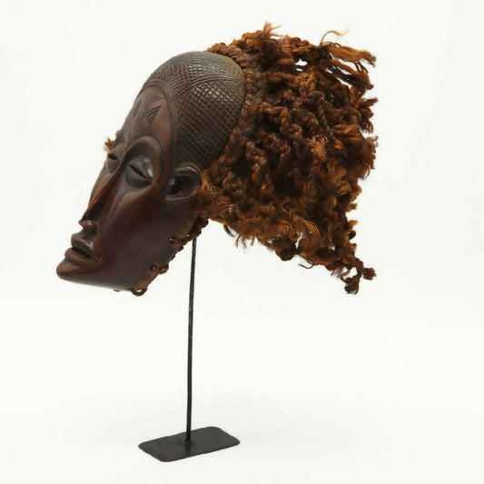 African Mask with sisal dreadlocks | Chokwe African Mask