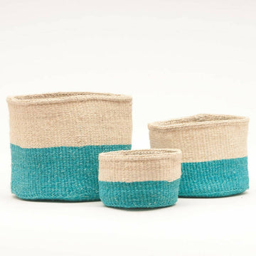 Set of 3 sisal storage baskets | Blue