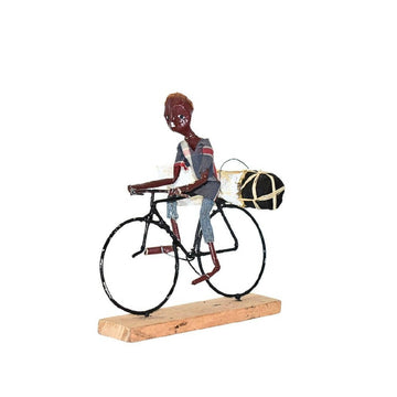 Handcrafted Cyclist Sculpture | Charcoal Vendor