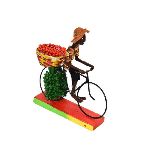 Handcrafted Cyclist Sculpture | Tomatoes/Banana Vendor