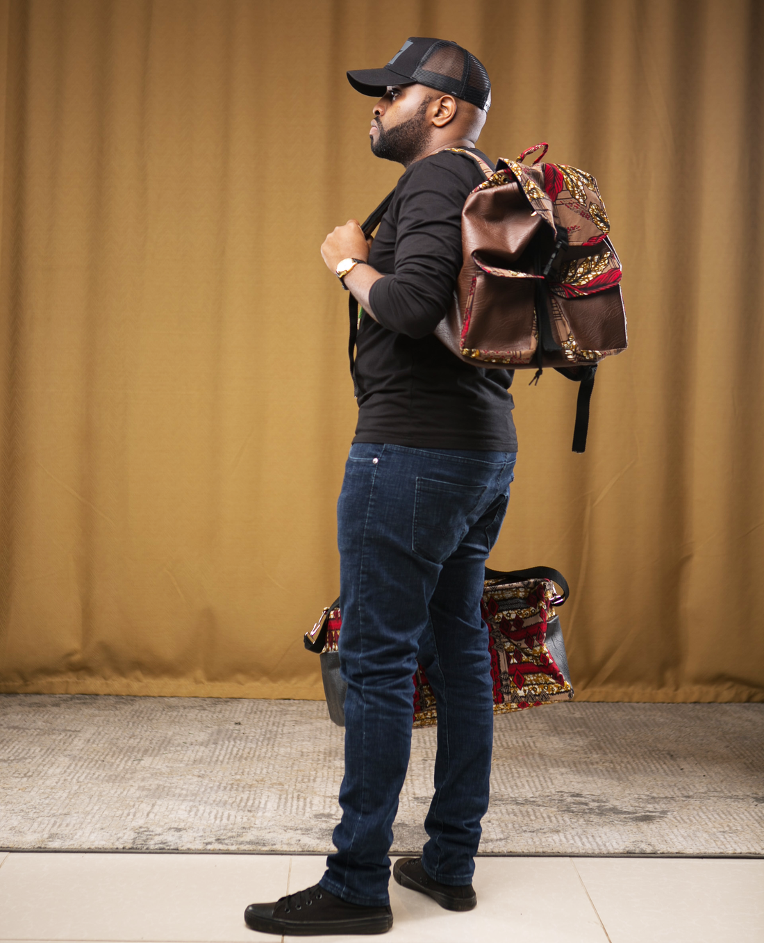 Leather X Ankara Combo Bag pack - Authentic African handicrafts | Clothing, bags, painting, toys & more - CULTURE HUB by Muthoni Unchained