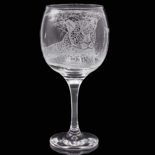 Set of two engraved wine glasses
