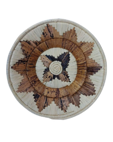 12inch Spiral Banana Handwoven Bowl - white and brown- Wall Basket