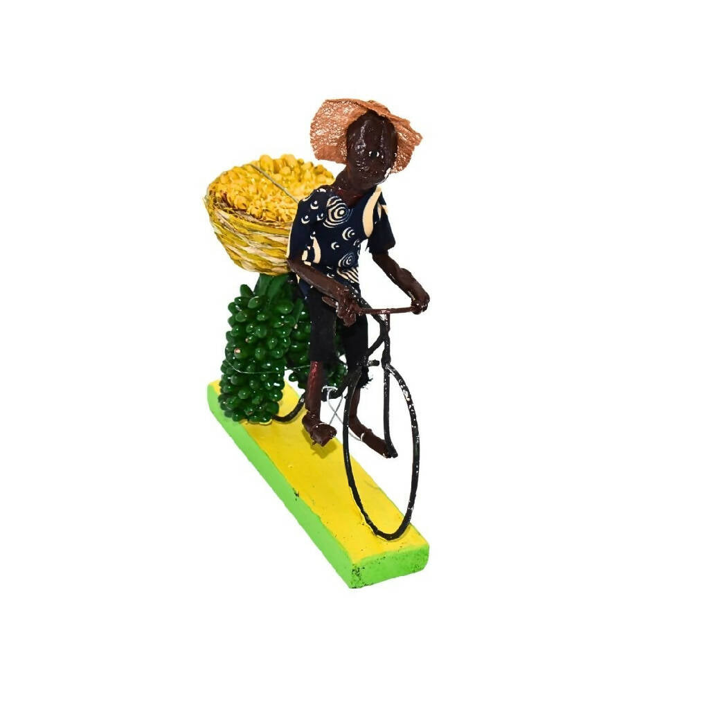 Handcrafted Cyclist Sculpture | Banana Vendor