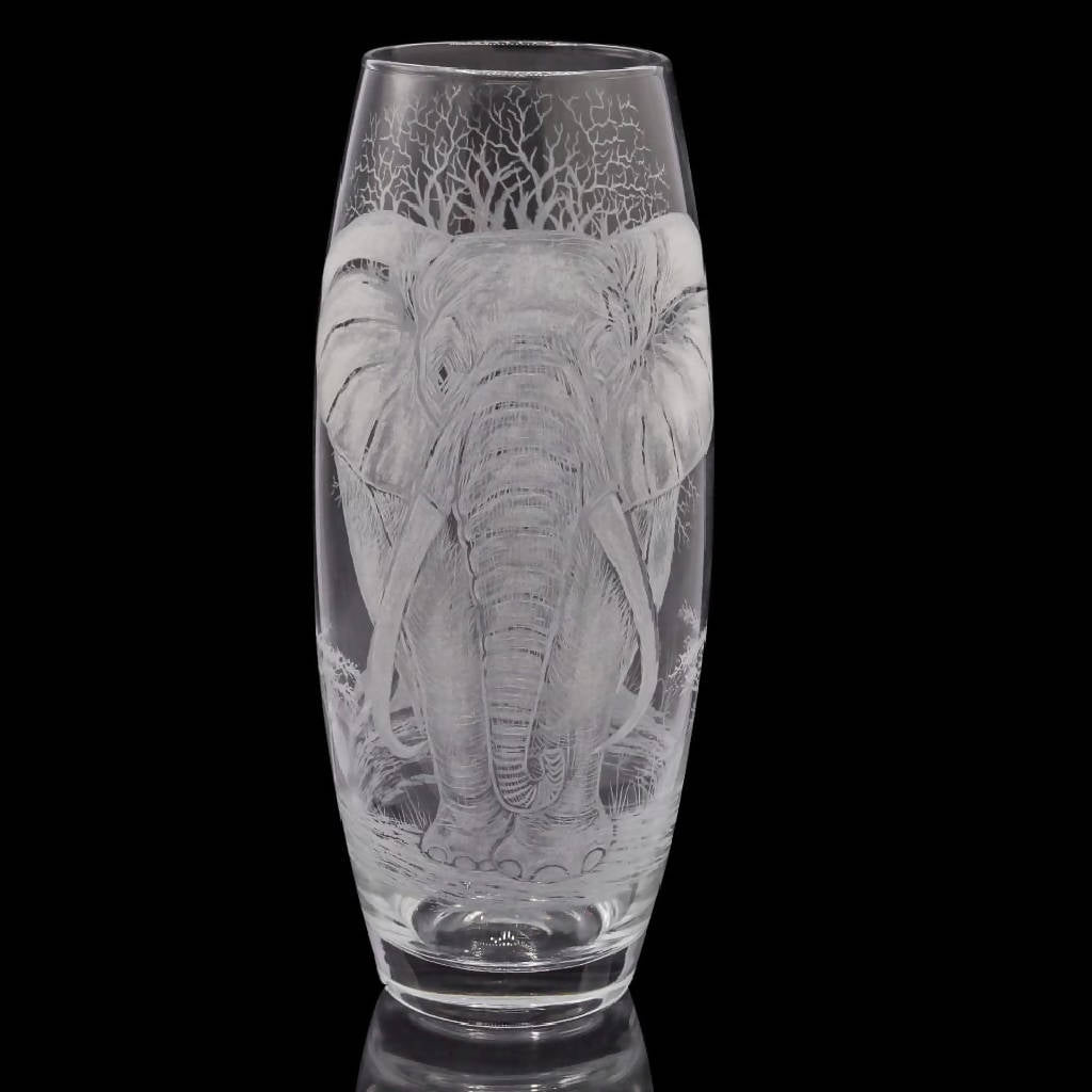 Engraved Elephant Flower Vase