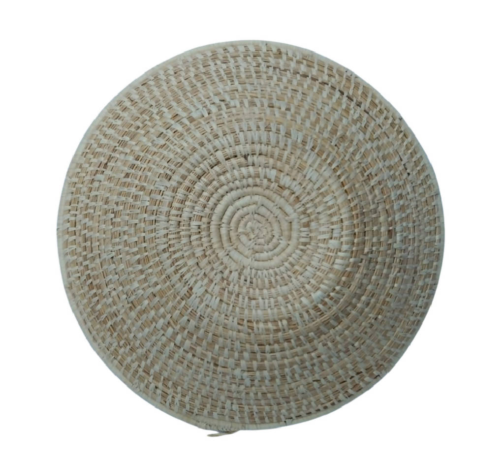 12inch Spiral Raffia Handwoven Bowl - Plain