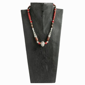 Red Antique Silver Necklace
