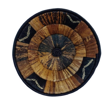 12inch Spiral Banana Handwoven Bowl - Dark brown-Wall Basket