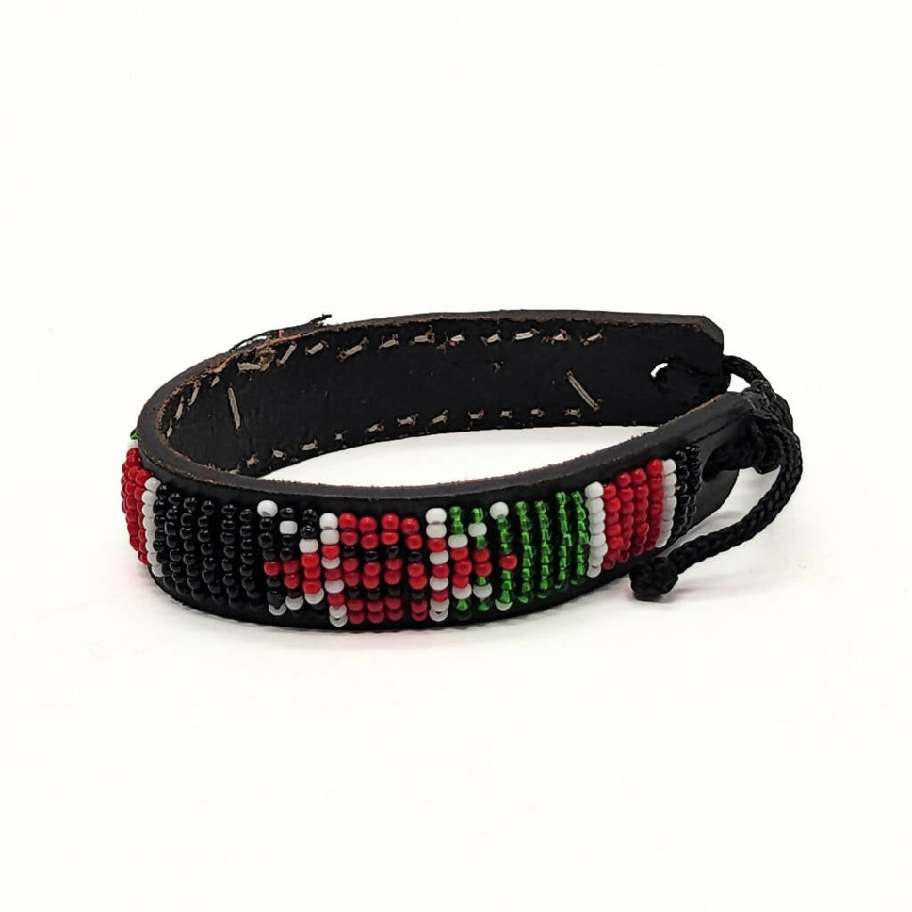 Kenyan Flag Bracelet with Leather Lining
