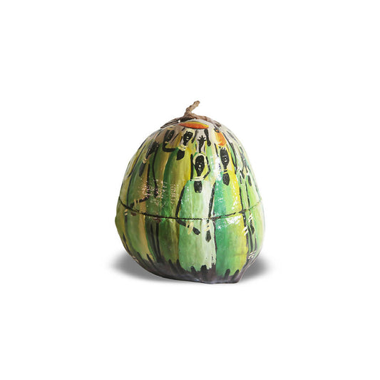 Hand-painted Cucumber Cool African Women in Green Natural Coconut Icebox