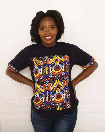 Black African Print Ankara T shirt .